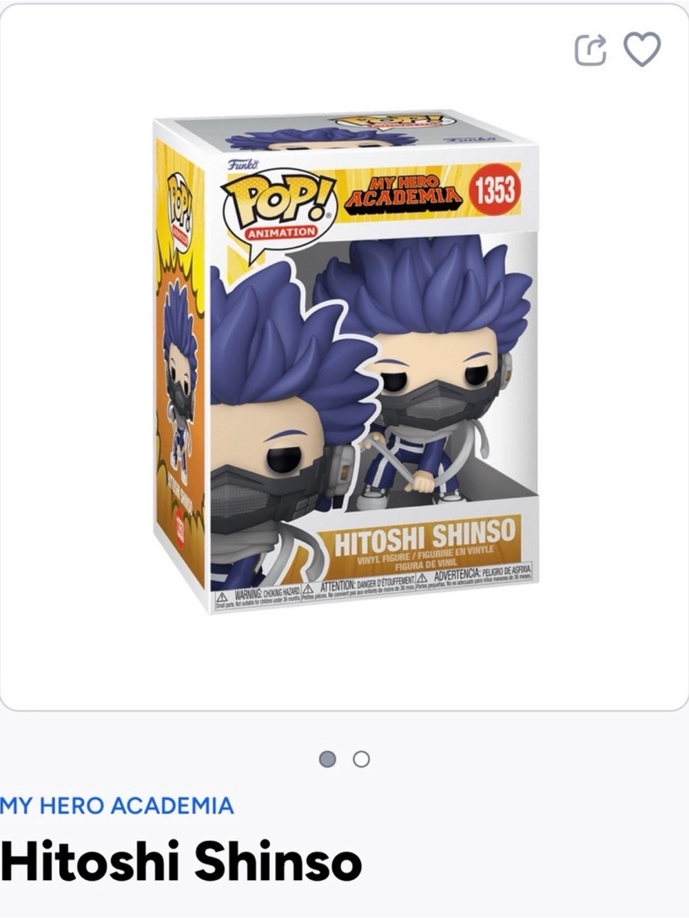 Funko POP! Hitoshi Shinso Vinyl Figure - Blue Hair- 1352